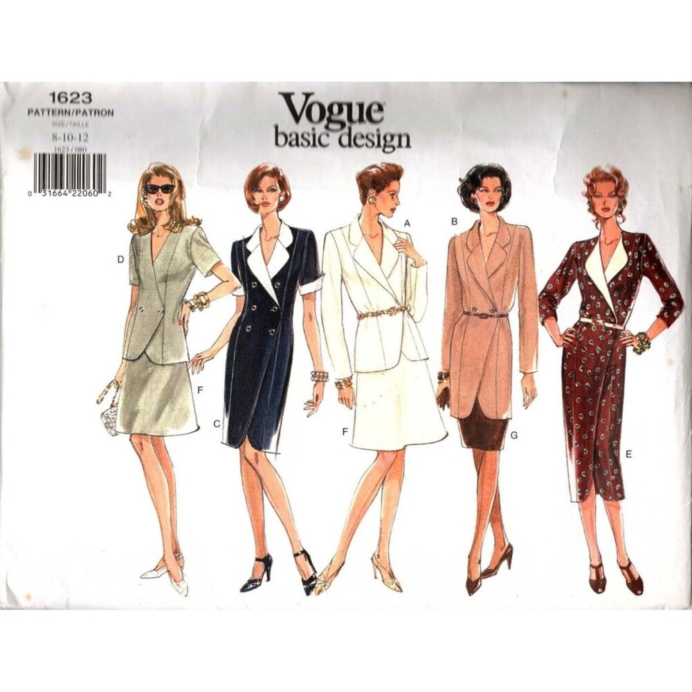 Vogue 1623 Misses 8 to 12 Dress, Top, and Skirt Vintage Uncut Sewing Pattern